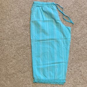 Turquoise Striped Capri PJPants